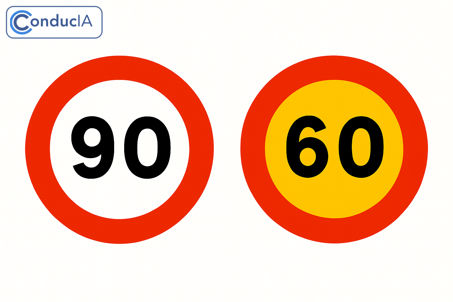 Comparaci&oacute;n se&ntilde;al permanente blanca vs se&ntilde;al temporal amarilla de zona de obras